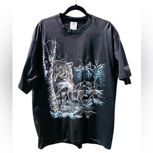 Stand Out WOLF Vintage 1995 Short Sleeve Tee Shirt Size XX Large Winter Woods